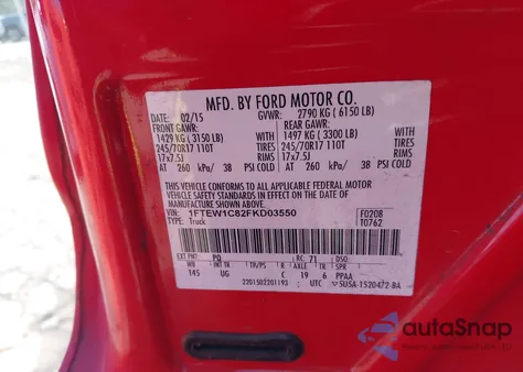 2015 Ford F150 Supercrew from USA, damaged, VIN 1FTEW1C82FKD03550